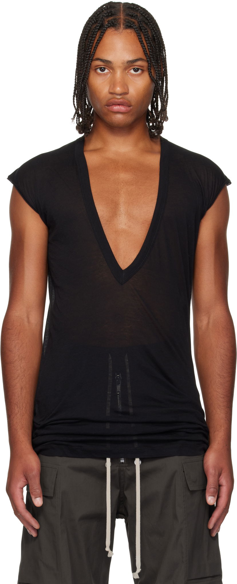 Majica Rick Owens Rick Owens Concordians Dylan Deep V-Neck T-Shirt Črna | RU02E1157 UC