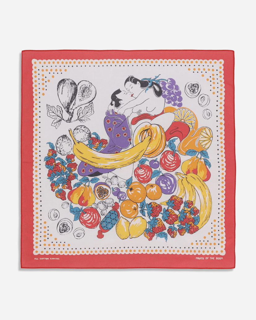 Šala KAPITAL Bandana with Fruit and Figures Print Rdeča | EK-625BAA PINK