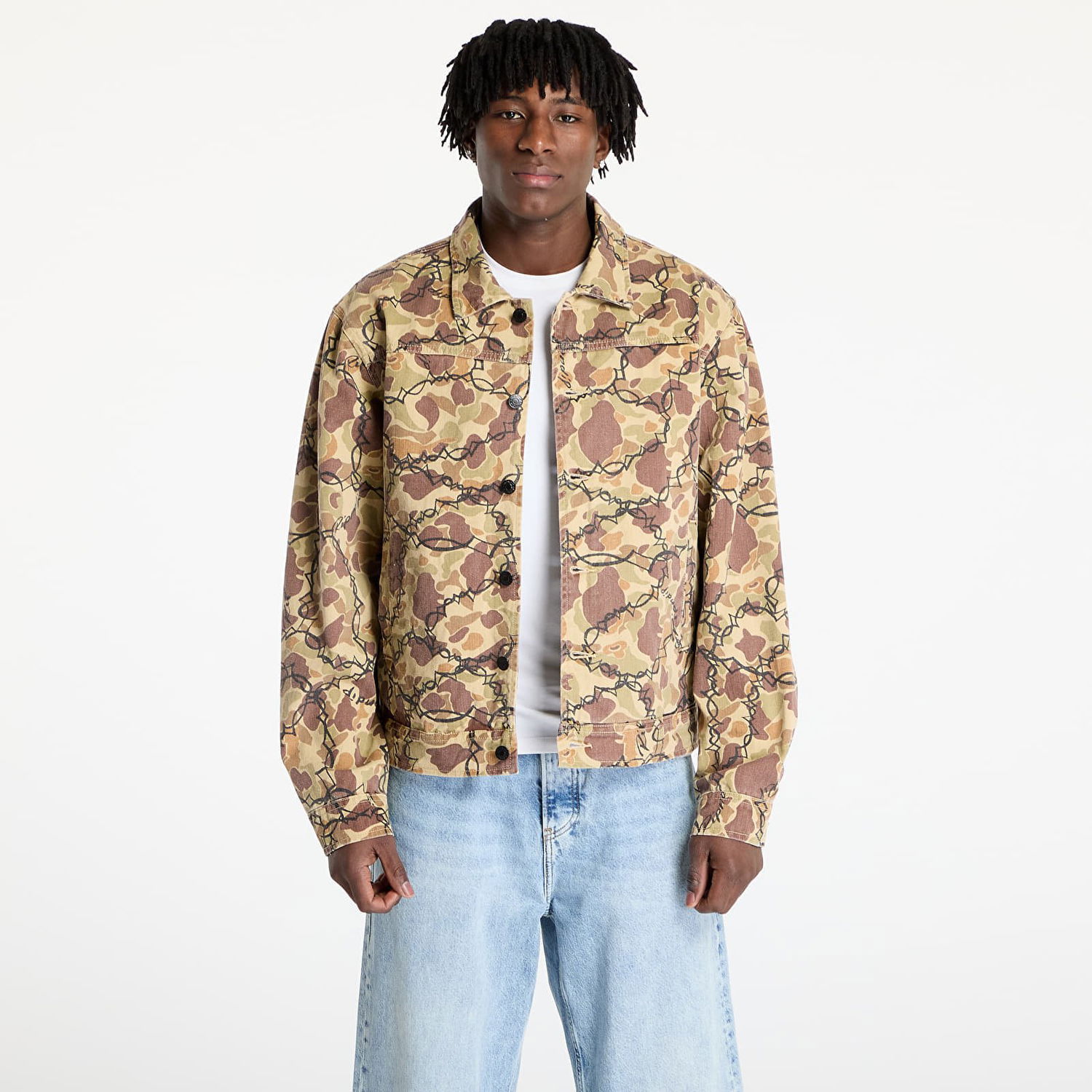 Jakna RIPNDIP RIPNDIP Wired Button Up Camo Jacket Bež | RNDSPR25102, 0