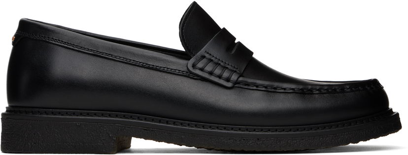 Superge in čevlji BOSS BOSS Polished-Leather Loafers Črna | 50536230
