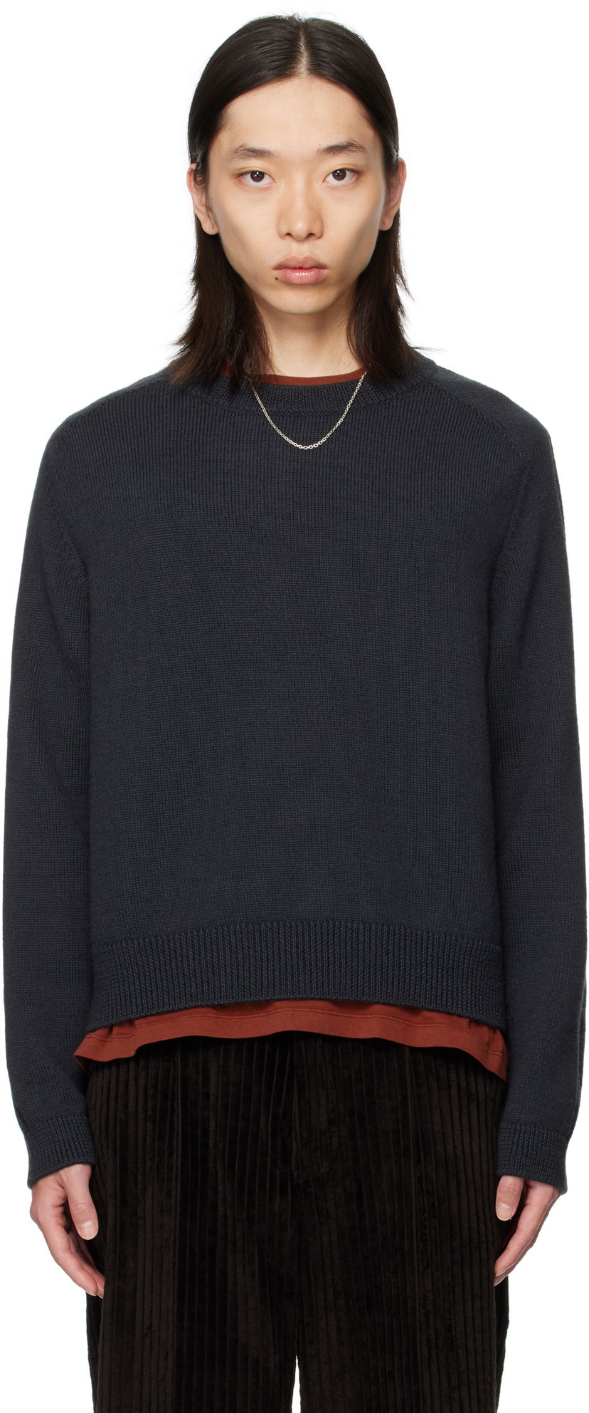 Pleteni pulover OUR LEGACY OUR LEGACY True Roundneck Sweater Mornarica | M4253TO