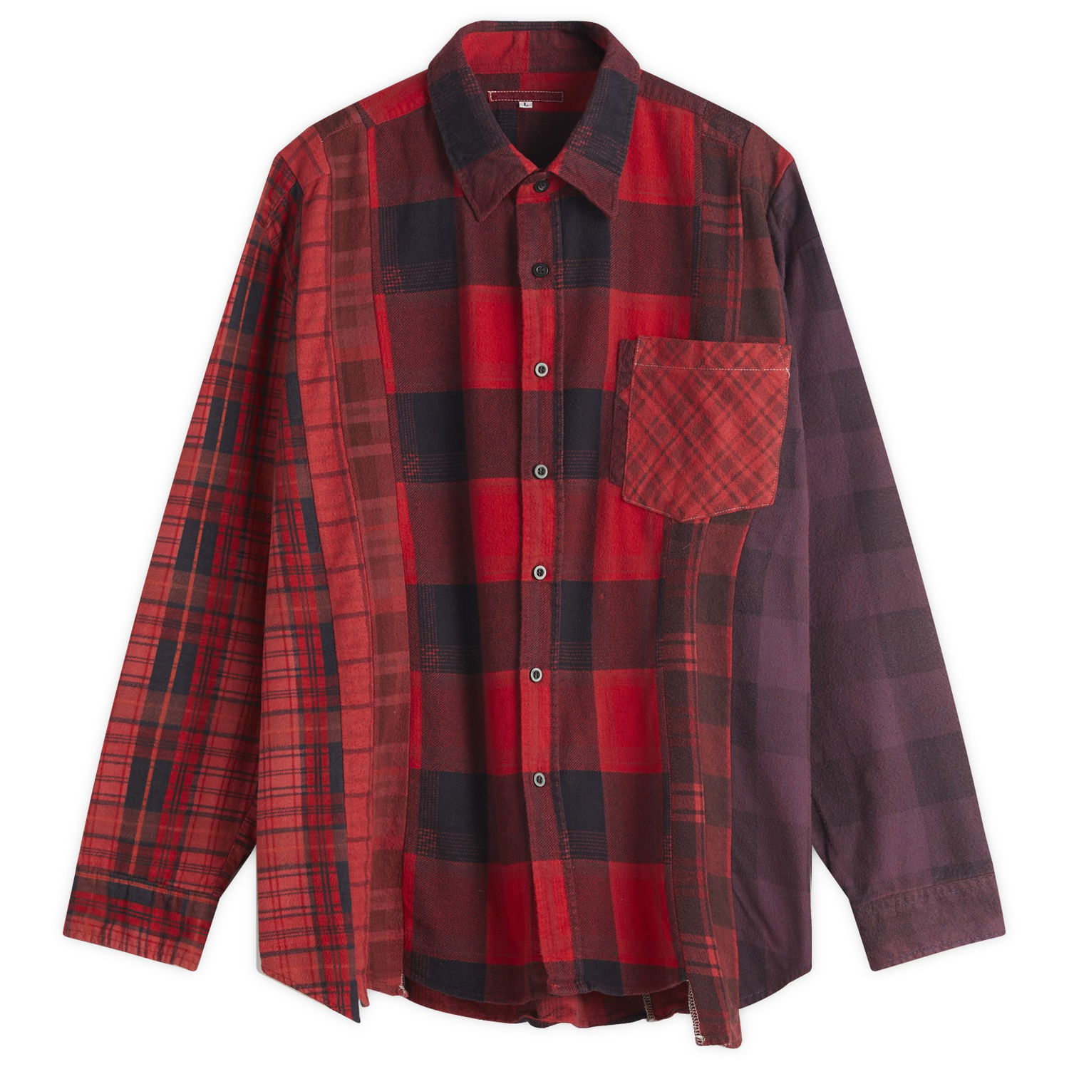 Srajce Needles 7 Cuts Wide Over Dyed Flannel Shirt, Size Large Rdeča | QV400-A, 0