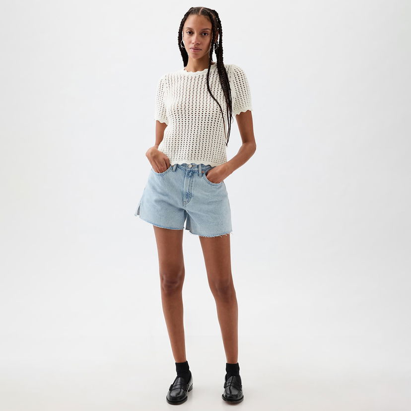 Majica GAP Shortsleeve Crochet Tee New Off White Bela | 864914-02