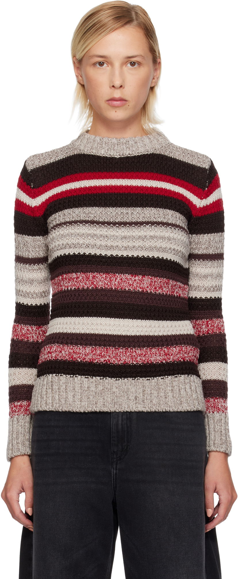 Pleteni pulover Max Mara Ilde Striped Knit Crewneck Sweater Večbarvna | 2525366232600