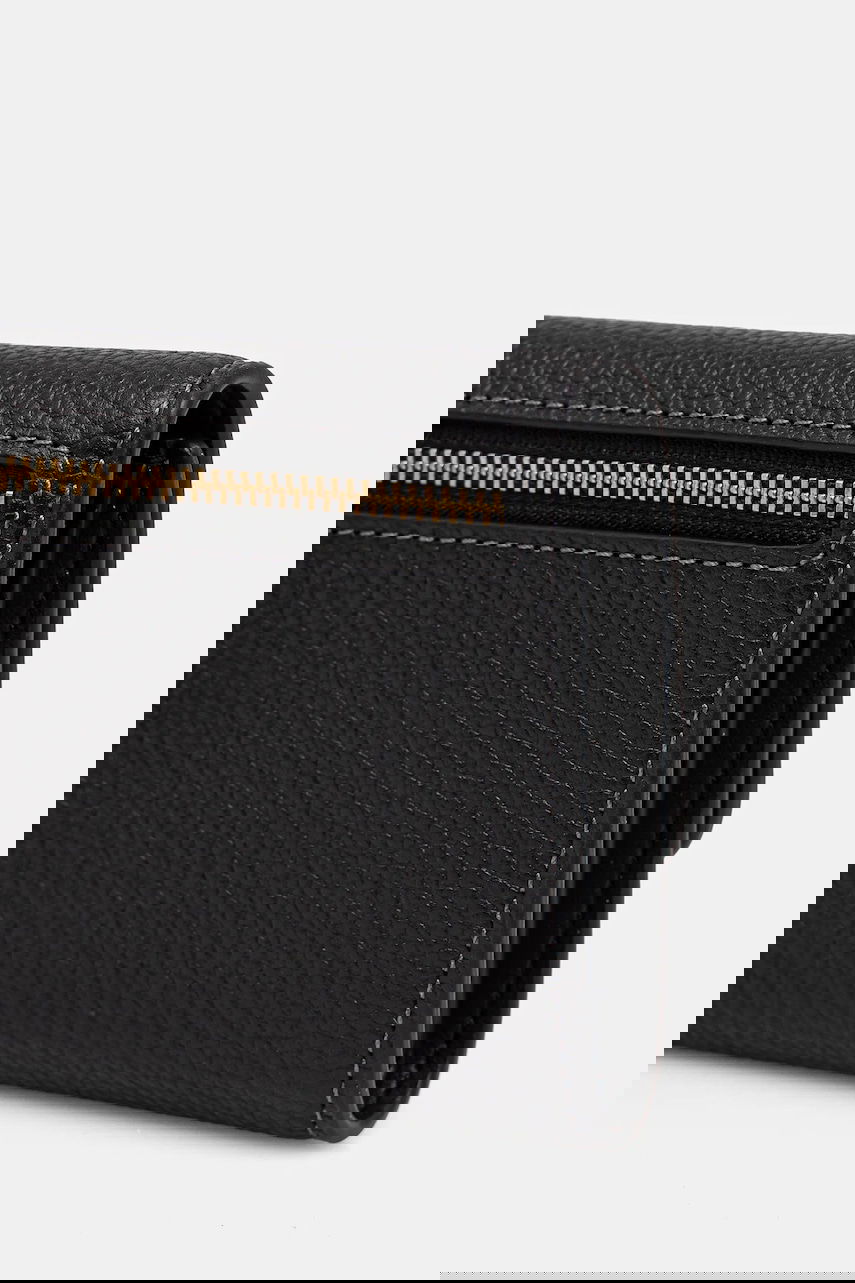 Denarnica Coach Pebbled Leather Mini Flap Wallet Črna | CAO13, 1