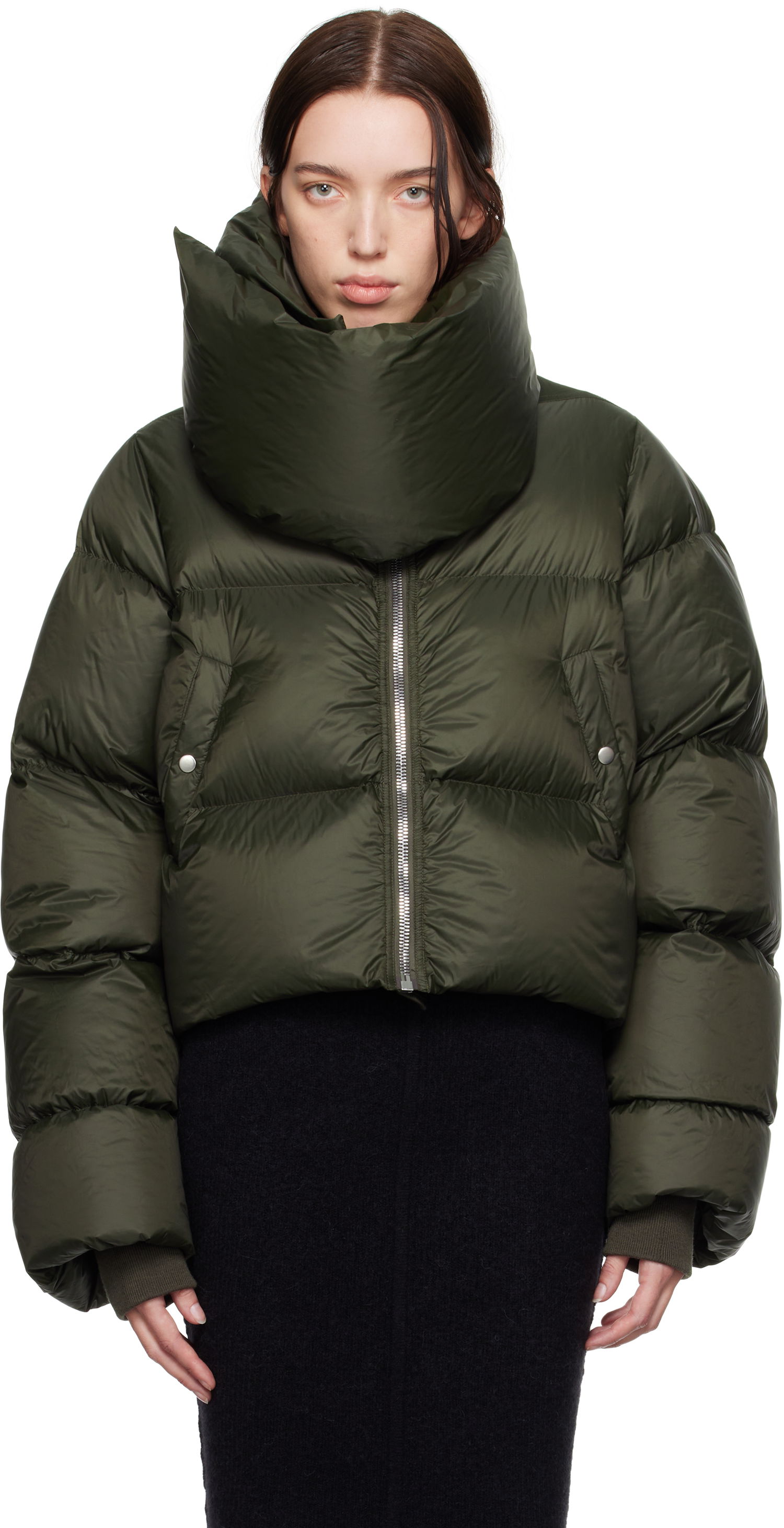 Puhovka Rick Owens Funnel Neck Down Zelena | RO02D3774 NPD3, 0