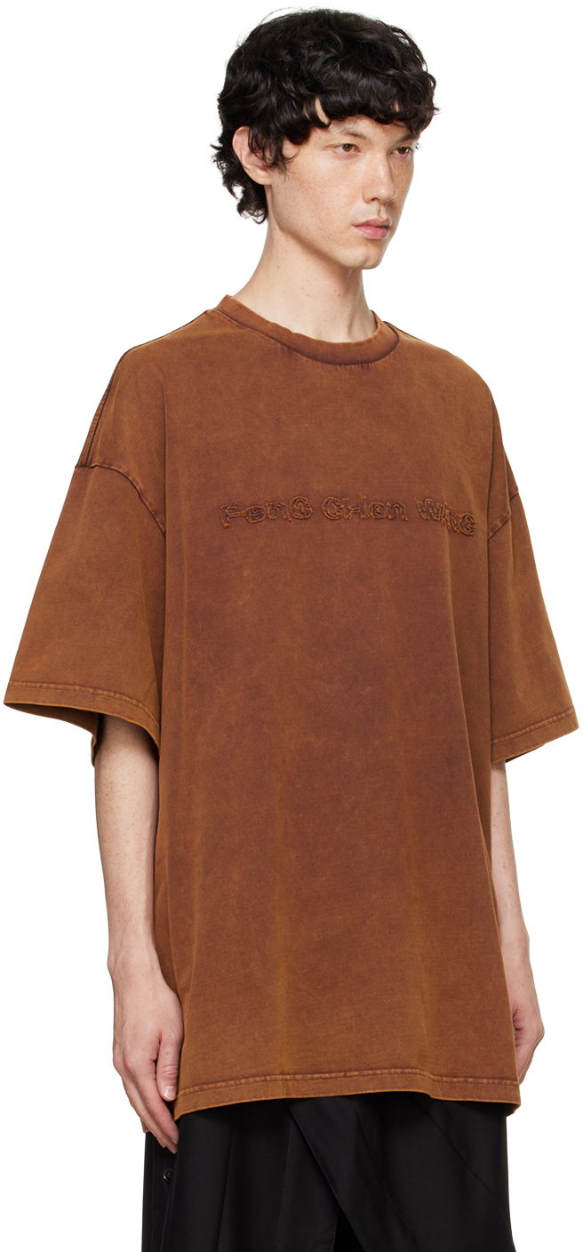 Majica Feng Chen Wang Feng Chen Wang Washed Logo T-Shirt Rjava | FUF18TS07, 1