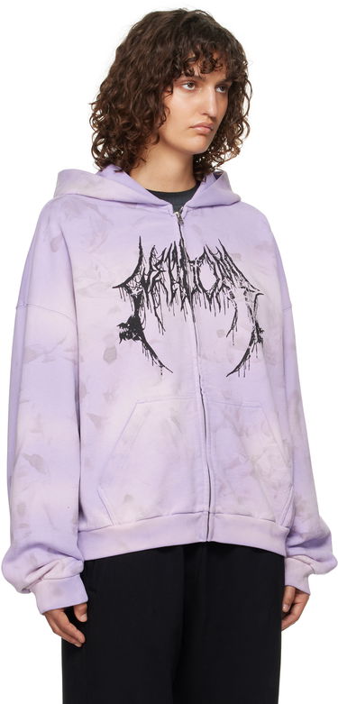 Pulover We11done Graphic Print Zip-Up Hoodie Lila | WD-TJ3-24-878-U-PP, 1