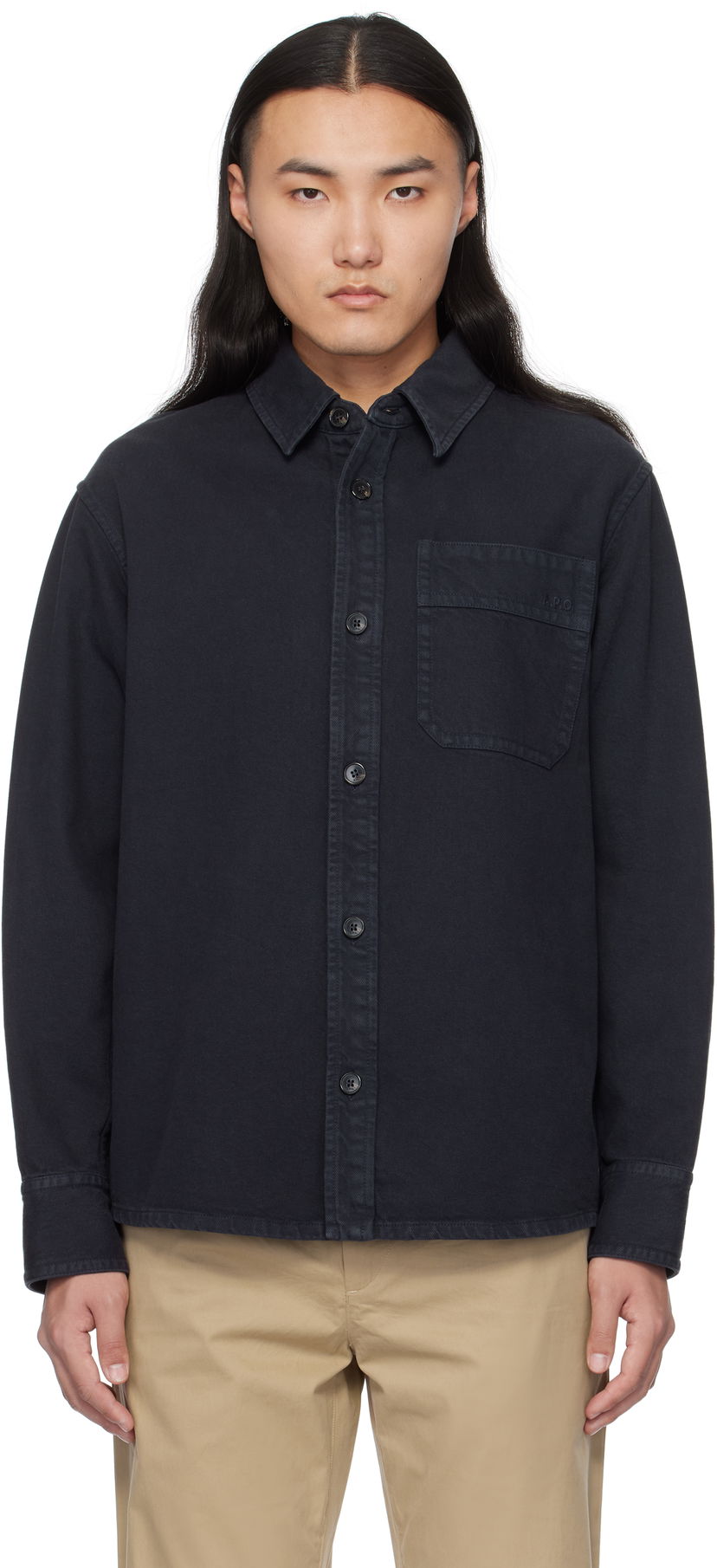 Srajce A.P.C. Chest Pocket Overshirt Mornarica | COGZV-H02918
