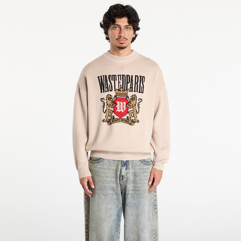 Pleteni pulover Wasted Paris Wasted Paris M Crest Sweater Bež | WP_000291