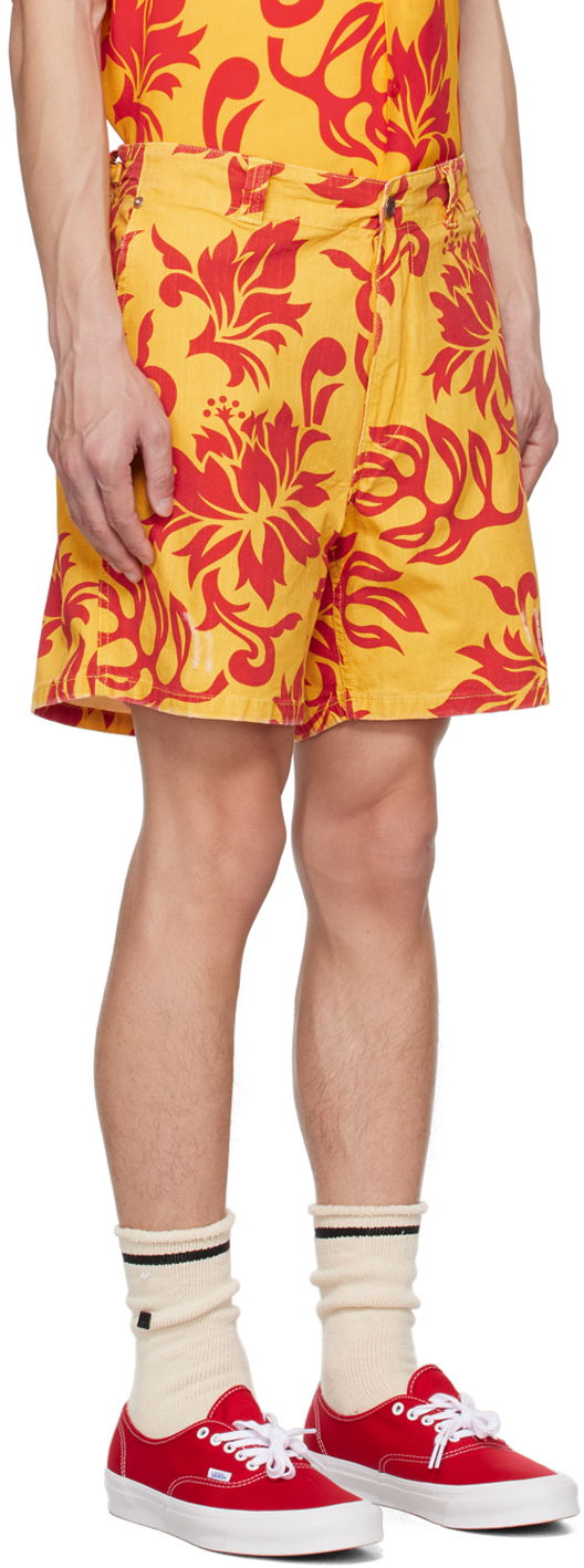 Kratke hlače ERL Graphic Print Cotton Shorts Rumena | ERL06P002, 1