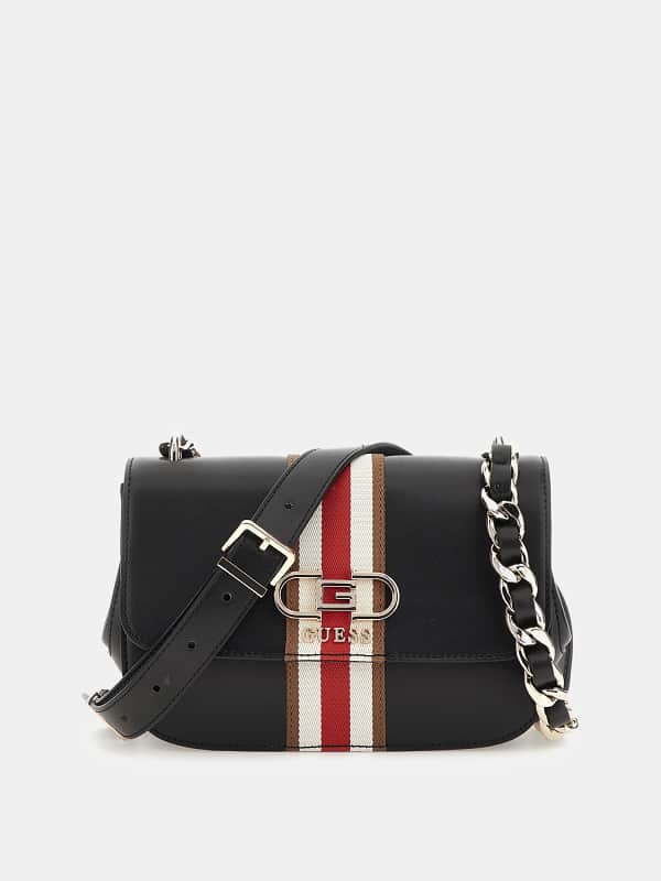 Torbica GUESS Nelka Front-Stripe Mini Crossbody Črna | HWVG9307200, 0
