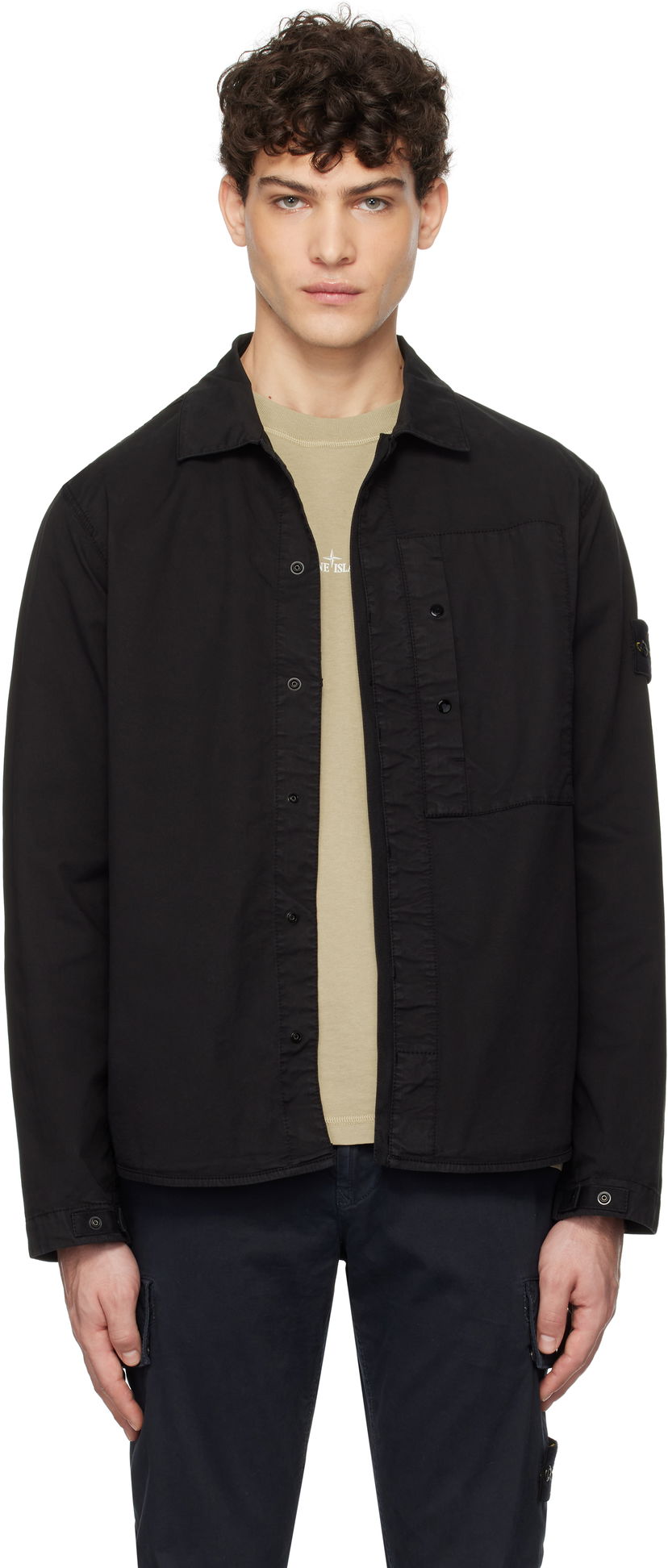 Srajce Stone Island Stone Island Supima Cotton Twill Stretch-TC Overshirt Črna | K1S15 1200033 S0010
