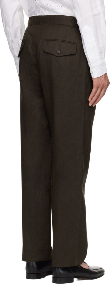 Hlače Bode Bode Lightweight Linen Side-Buckle Trousers Rjava | MRS25BT072, 2