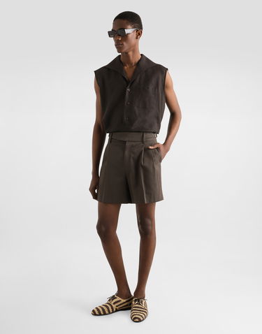 Srajce Dolce & Gabbana Dolce & Gabbana Three-Button Sleeveless Linen Shirt Rjava | G5ND9TFU4JBM3977, 1