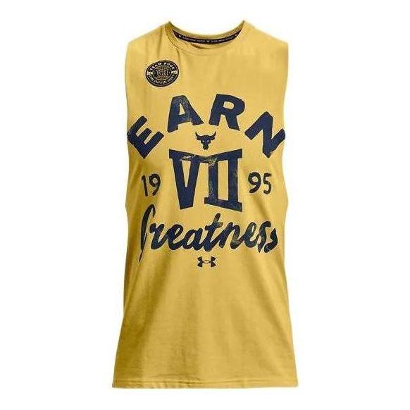 Majica brez rokavov Under Armour Project Rock Earn Greatness Graphic Tank Rumena | 1370478-760