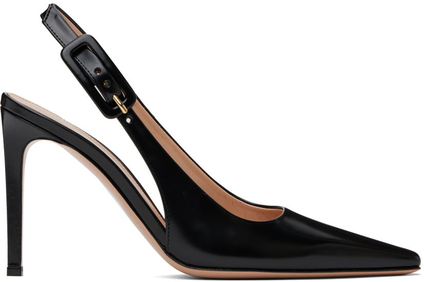 Superge in čevlji Gianvito Rossi Tokio Leather Slingback Heels Črna | G95441-95RIC-TOK
