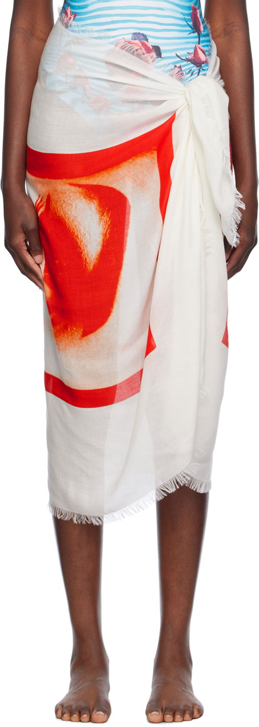 Šala Jean Paul Gaultier 'Eyes And Lips' Sarong Bela | 24/30-U-JU117-C543-283010