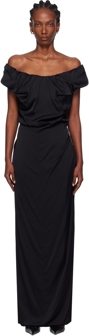 Obleke Vivienne Westwood Vivienne Westwood Ginnie Amber Off-The-Shoulder Maxi Dress Črna | 1101039N-W012Y-, 0