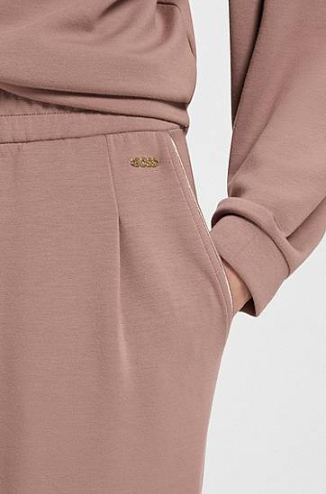Hlače BOSS Tapered Tracksuit Bottoms with Gloss Piping Roza | 50545648, 1