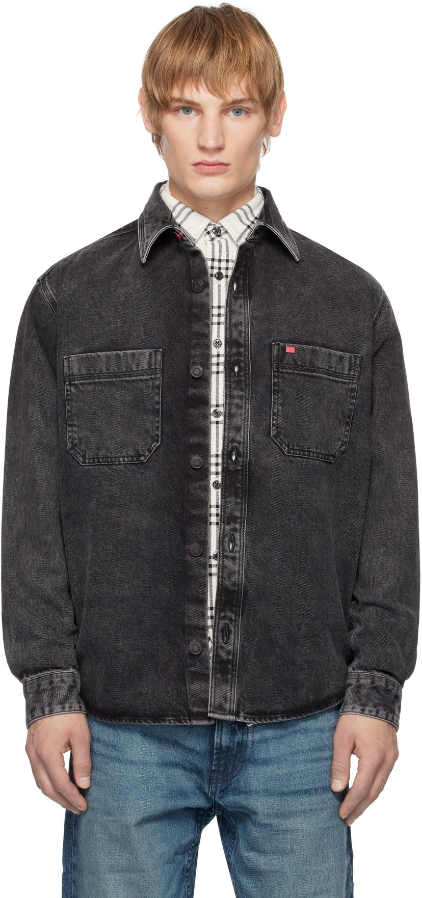 Srajce BOSS Faded Denim Shirt Črna | 50534220
