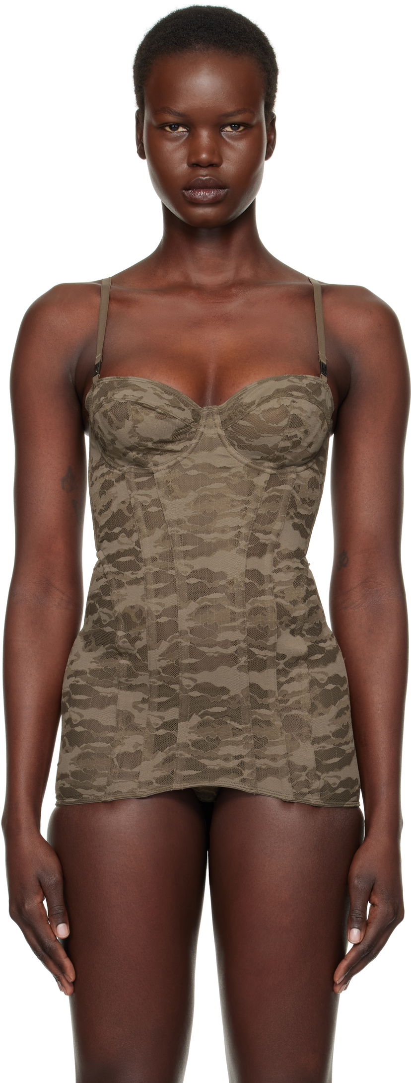 Bodi Diesel Camo Lace Slip Corset Zelena | A15609 0LKBX