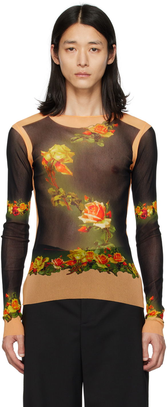 Majica Jean Paul Gaultier Gaultier Fleurs Long Sleeve T-Shirt Oranžna | 23/12-U-TO062-T525-6800