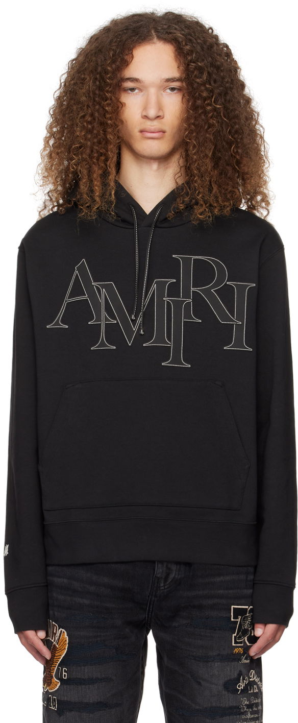 Pulover AMIRI Staggered Hoodie Črna | PS24MJL016
