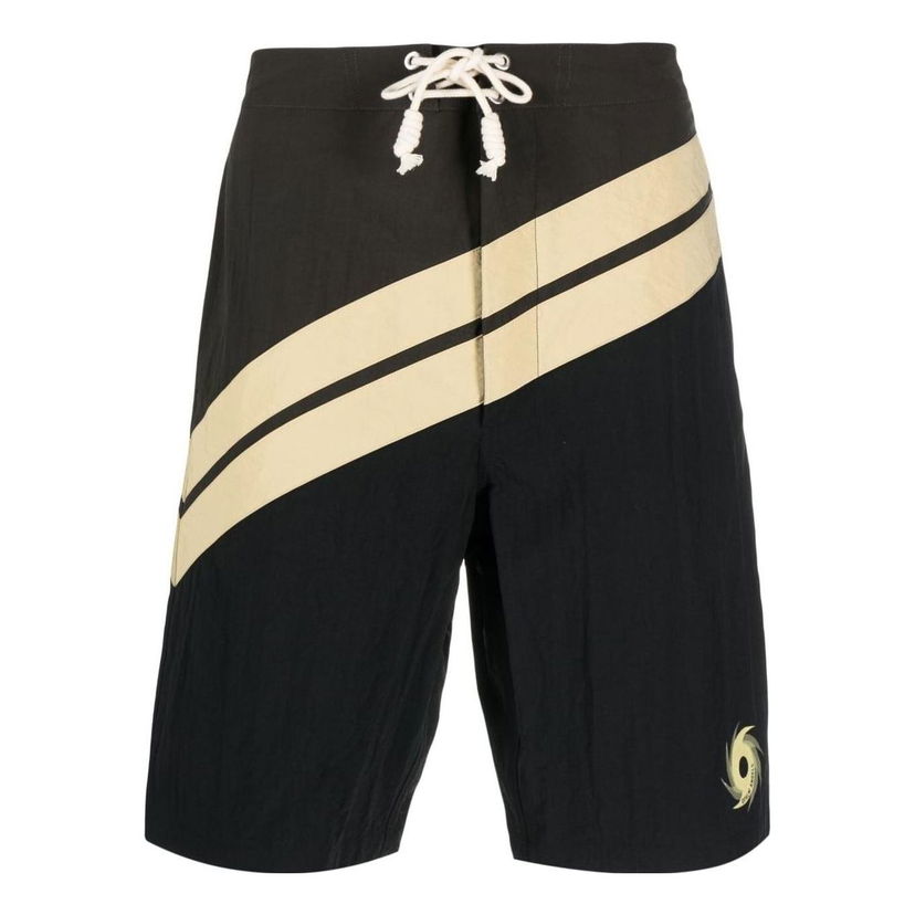 Kopalke Palm Angels Palm Angels Striped Swim Shorts Črna | PMFD003S23FAB0018403