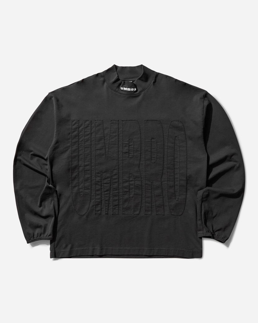 Majica Umbro Acuto Mock Longsleeve T-Shirt with Embossed Logo Črna | UBMW0363JY105 BLK0020