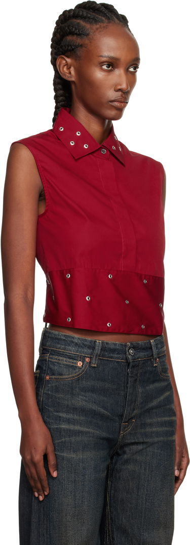 Krop-top OUR LEGACY Sleeveless Collared Eyelet Crop Girdle Top Rdeča | W4252GLR, 1