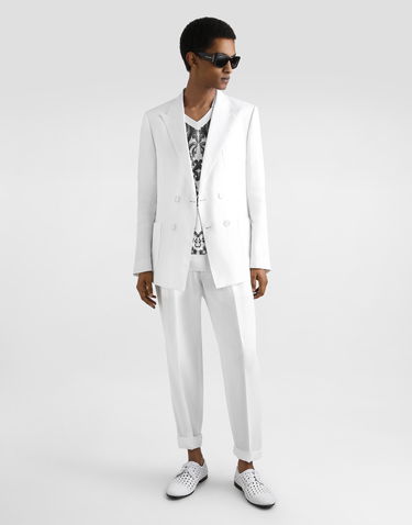 Jakna Dolce & Gabbana Dolce & Gabbana Portofino Double-breasted Linen Jacket Bela | G2NZ2TFU4JBW0111, 1