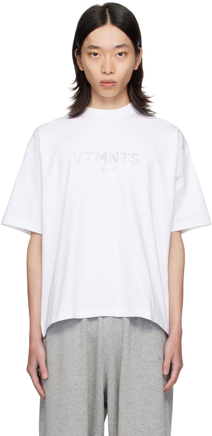 Majica VETEMENTS VTMNTS Paris Crystal T-Shirt Bela | VL22TR300W