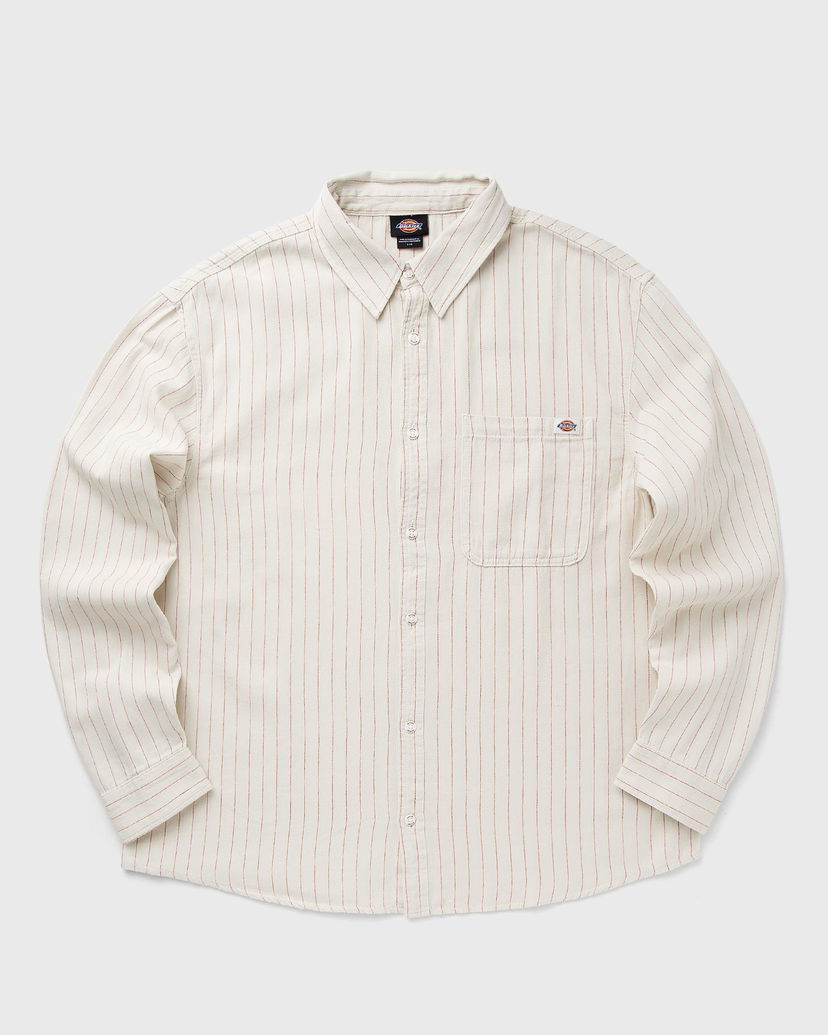 Srajce Dickies Long Sleeve Service Stripe Shirt Bela | DK0A4Z7NC481