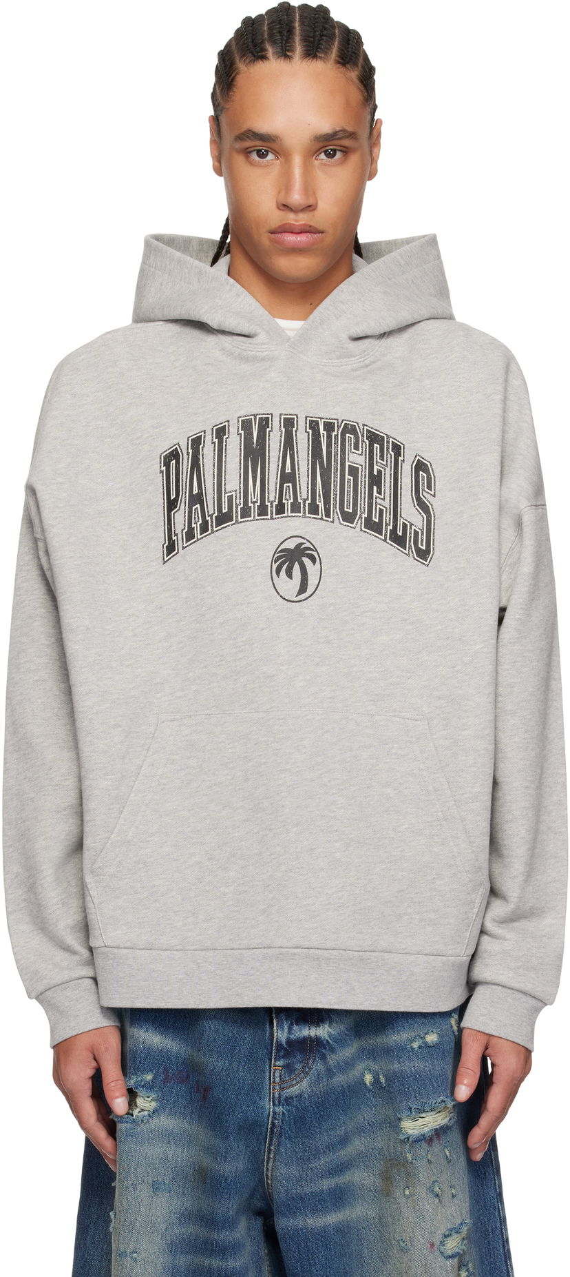 Pulover Palm Angels Palm Angels College Logo Hoodie Siva | PMBB155S25FLE0010810