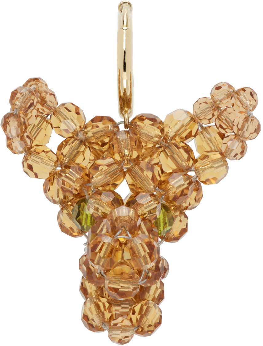 Uhani Simone Rocha Simone Rocha Creature Trophy Head Beaded Single Earring Rumena | ERG511-M 0903, 0