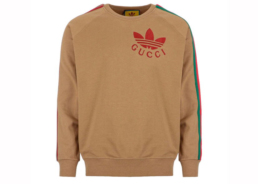 Pulover Gucci x Adidas Trefoil Sweatshirt Beige Rjava | 691638 XJEML 2184