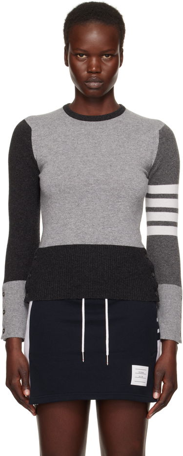 Pleteni pulover Thom Browne Colorblock Crew Neck Sweater Siva | FKA001F-00011, 0