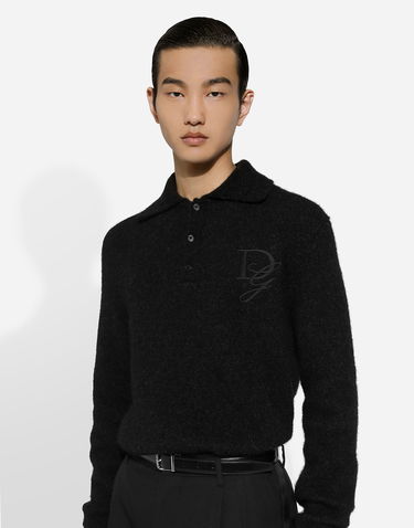 Polo majica Dolce & Gabbana Polo-shirt Long-sleeved Embroidered Logo Siva | GXZ48ZJFMIMN1254, 3