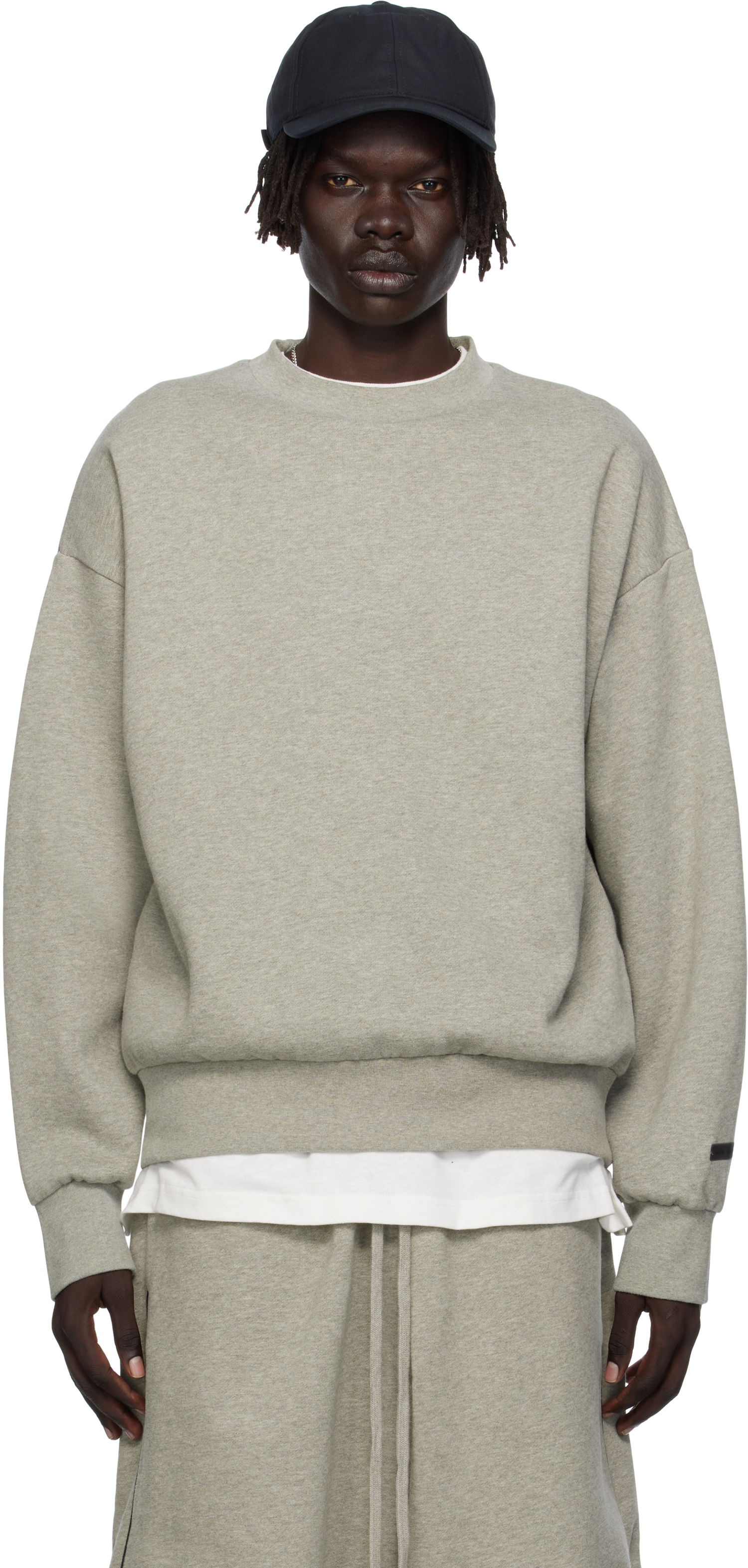 Pulover Fear of God Fear of God ESSENTIALS Classic Fit Fleece Crewneck Sweatshirt Siva | 192SP252045F, 0