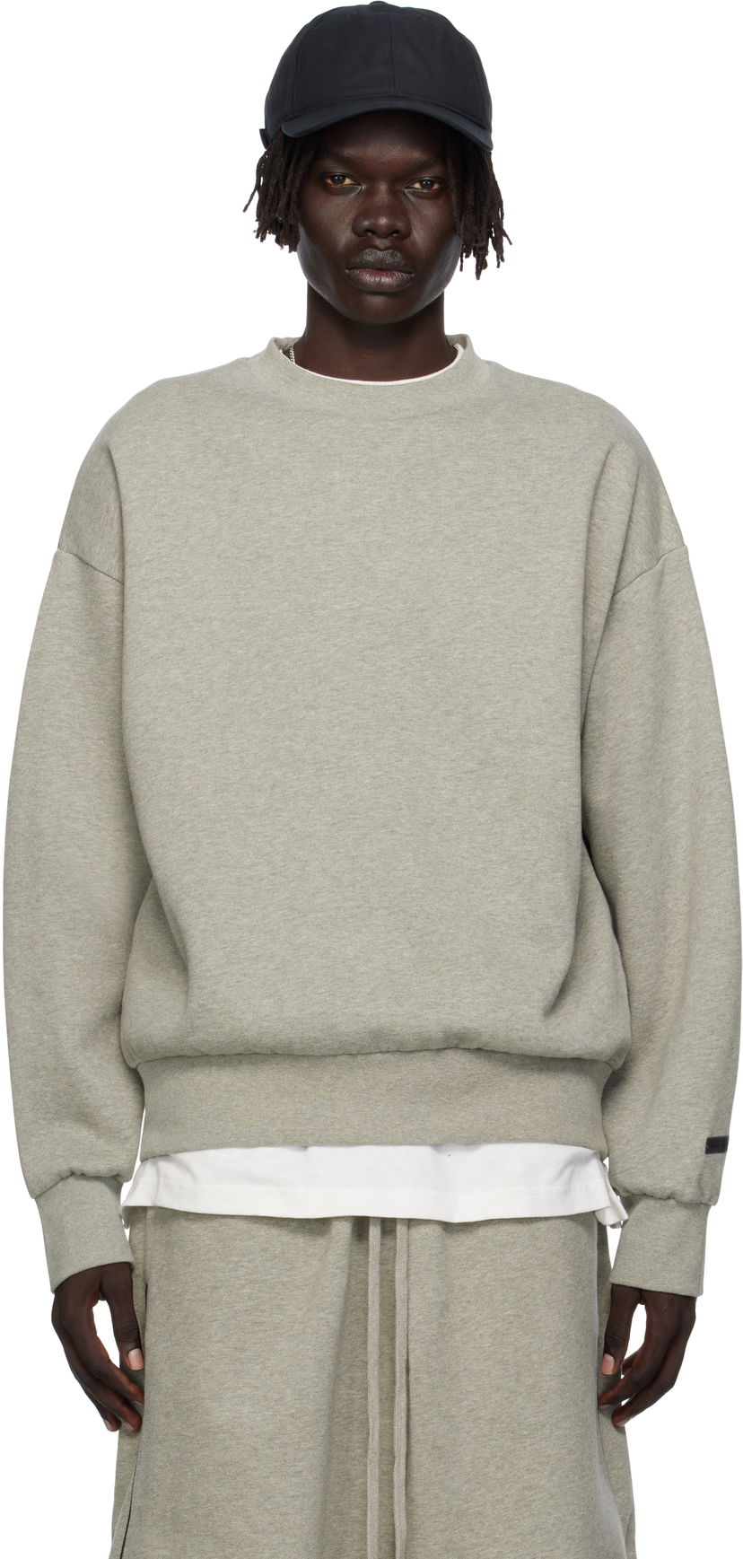 Pulover Fear of God Fear of God ESSENTIALS Classic Fit Fleece Crewneck Sweatshirt Siva | 192SP252045F