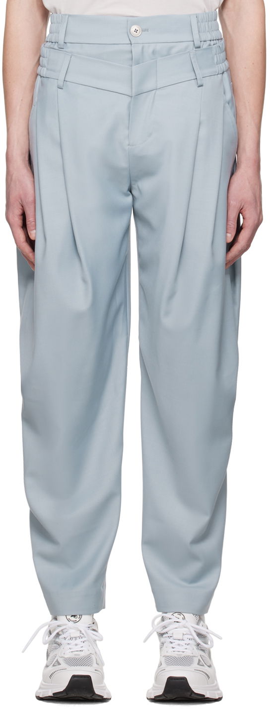 Hlače Feng Chen Wang Feng Chen Wang Double Waistband Trousers Modra | FUS15TR05