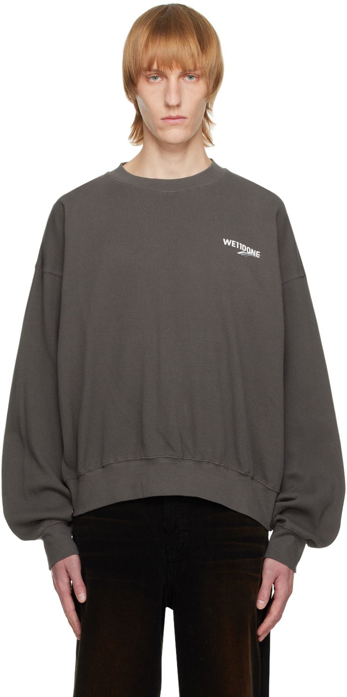 Pleteni pulover We11done Printed Sweatshirt Siva | WD-TS3-22-798-U-CH