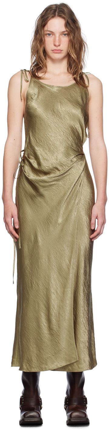 Obleke Acne Studios Khaki Wrap Maxi Dress Zelena | A20752-