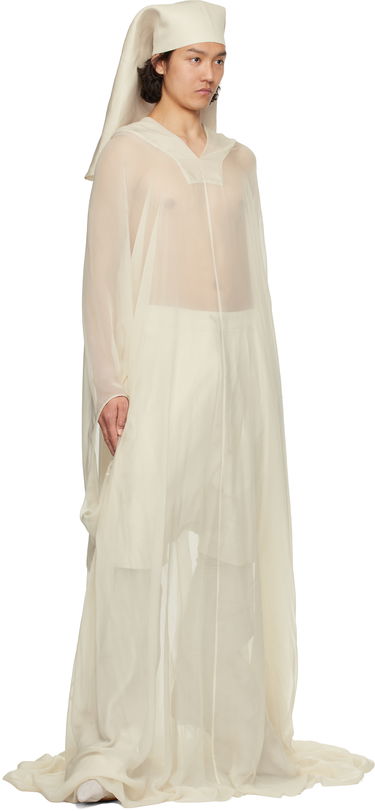 Obleke Rick Owens Rick Owens Hooded Kaftan Pullover Coat Bela | RR01E5500 S, 3