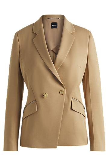Jakna BOSS Slim Fit Blazer with Zipped Pockets Bež | 50530885