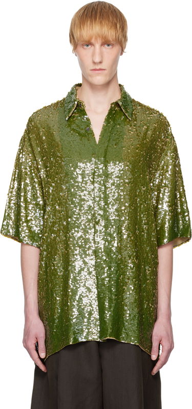 Srajce Dries Van Noten Dries Van Noten Sequin Button-Up Shirt Zelena | 251-080751-1480, 0