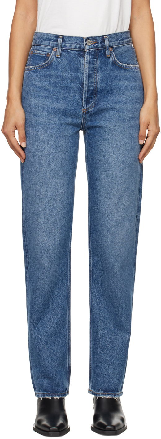 Kavbojke AGOLDE High Rise Straight Jeans Modra | A154D-1535