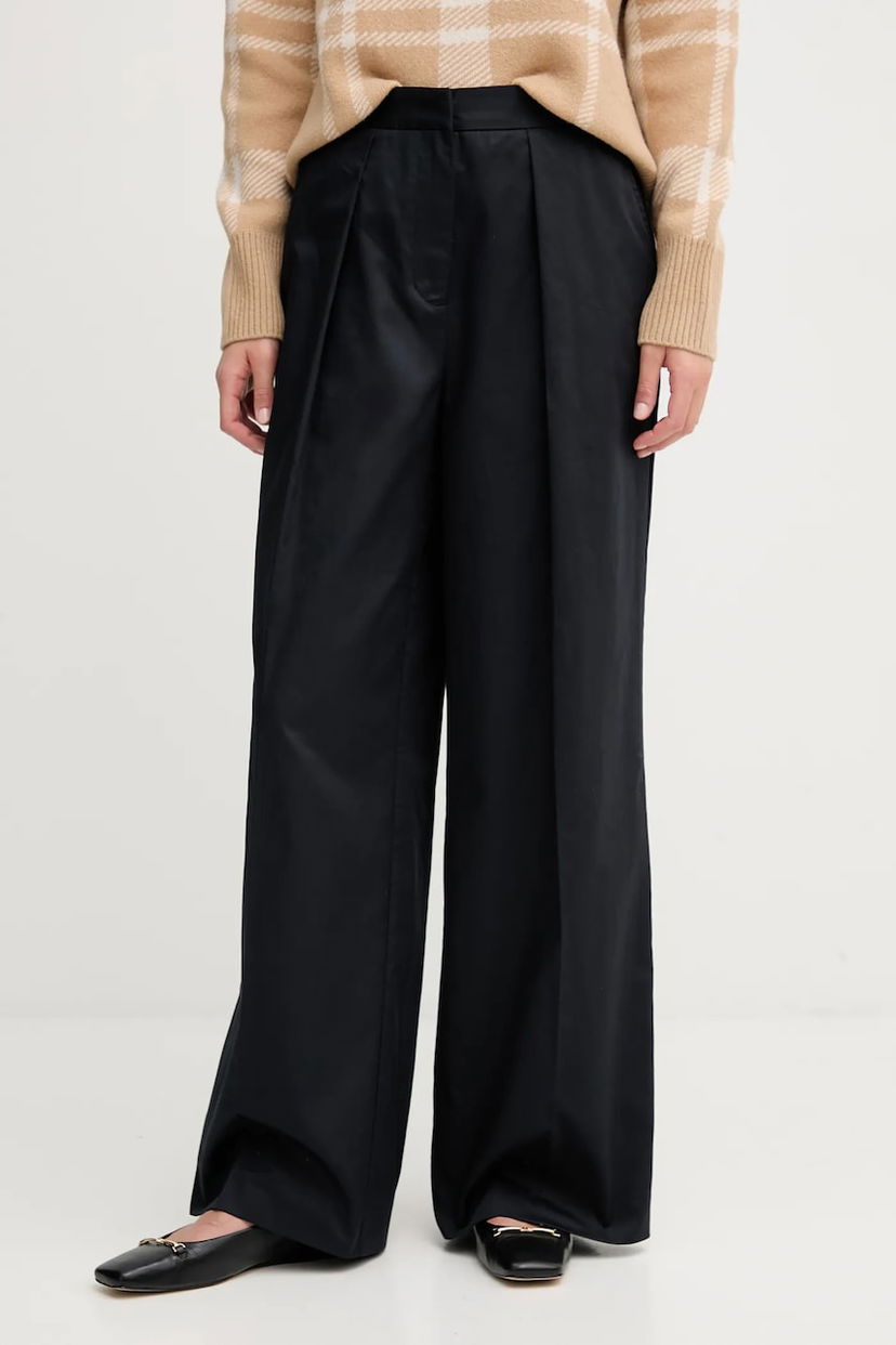 Hlače Barbour Barbour COLLEEN High-Waist Wide-Leg Trousers Črna | LTR0394