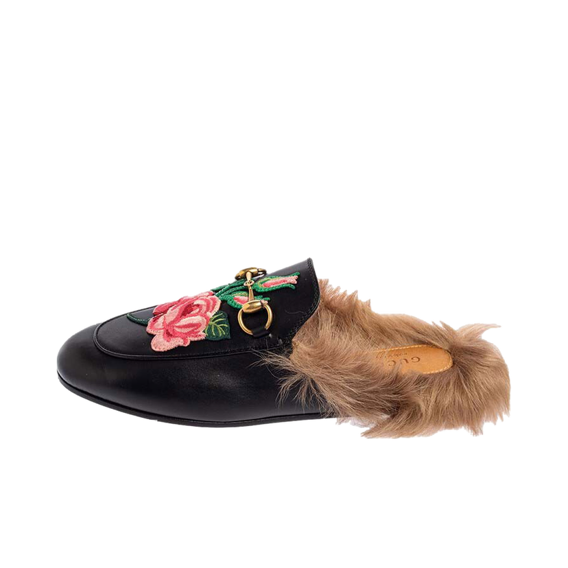 Superge in čevlji Gucci Floral Embroidered Princetown Mules Black (Women's) Črna | 448562 DKHH0 1063